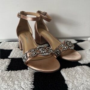 Betsey Johnson "Mel" Embellished Block Heel Sandals